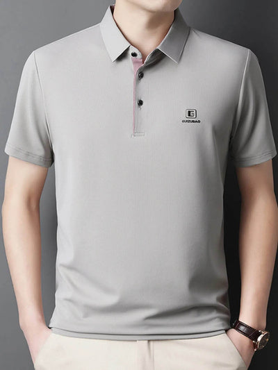 Men's Full Size Button Detail Short Sleeve Polo Plus Size - Milan Style 