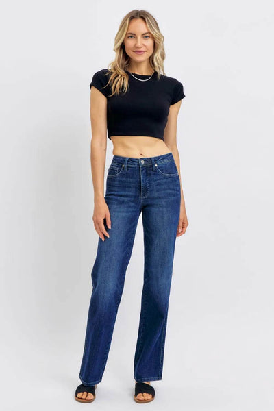 Judy Blue Full Size Tummy Control Straight Jeans Plus Size - Milan Style 