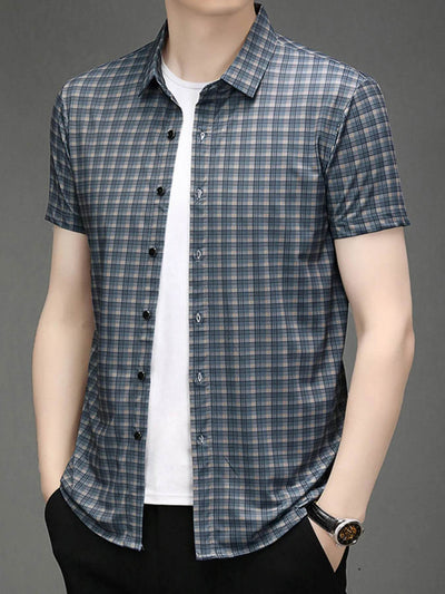 Men's Plaid Short Sleeve Casual Shirt - Milan Style 