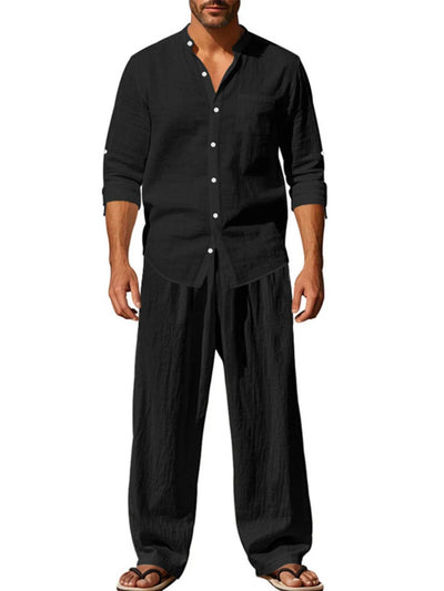 Men's Full Size Button Up Shirt and Pants Set Plus Size - Milan Style 