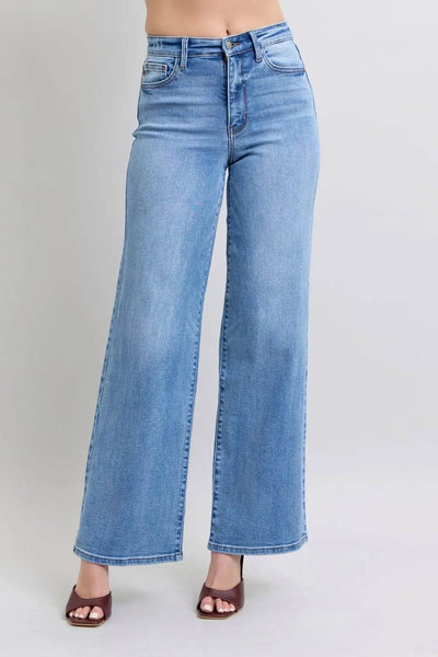 Judy Blue Full Size Wide Leg Jeans with Pockets - Milan Style 